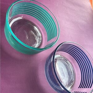 Two PYREX clear with stripes